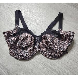 Elomi Morgan Bra Womens 36HH UK 36L US Black Lace Underwire Full Coverage EL4110